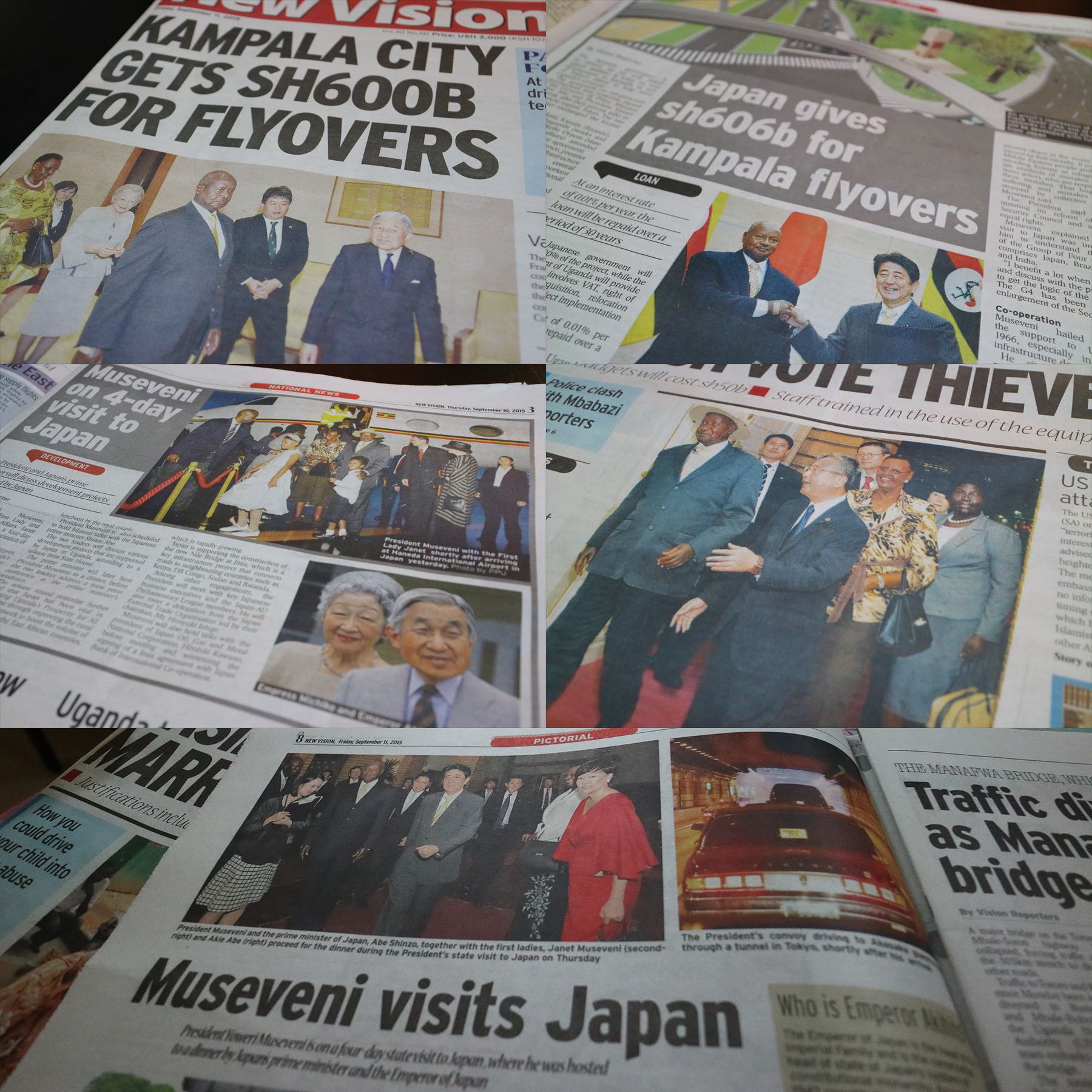 ウガンダの新聞　ムセベニ大統領訪日